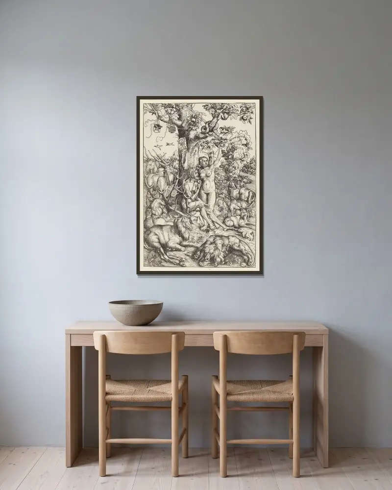 Upadek człowieka, Lucas Cranach the Elder w ramie na ścianie