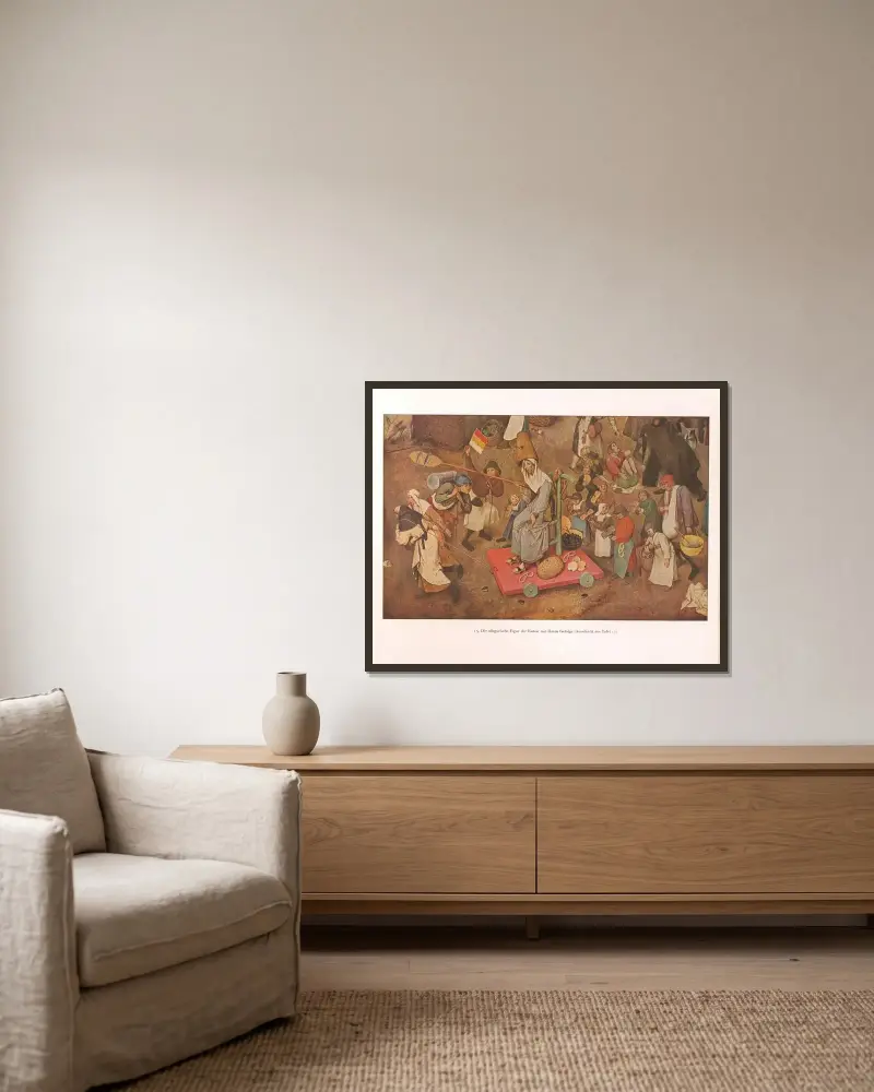 Fastans allegoriska figur med sitt följe av Pieter Bruegel The Elder inramad på en vägg
