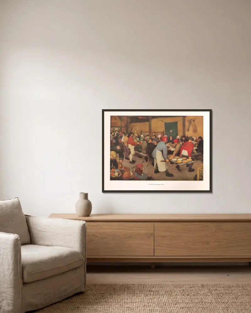 Sedlácká svatba, Pieter Bruegel The Elder v rámu na stěně