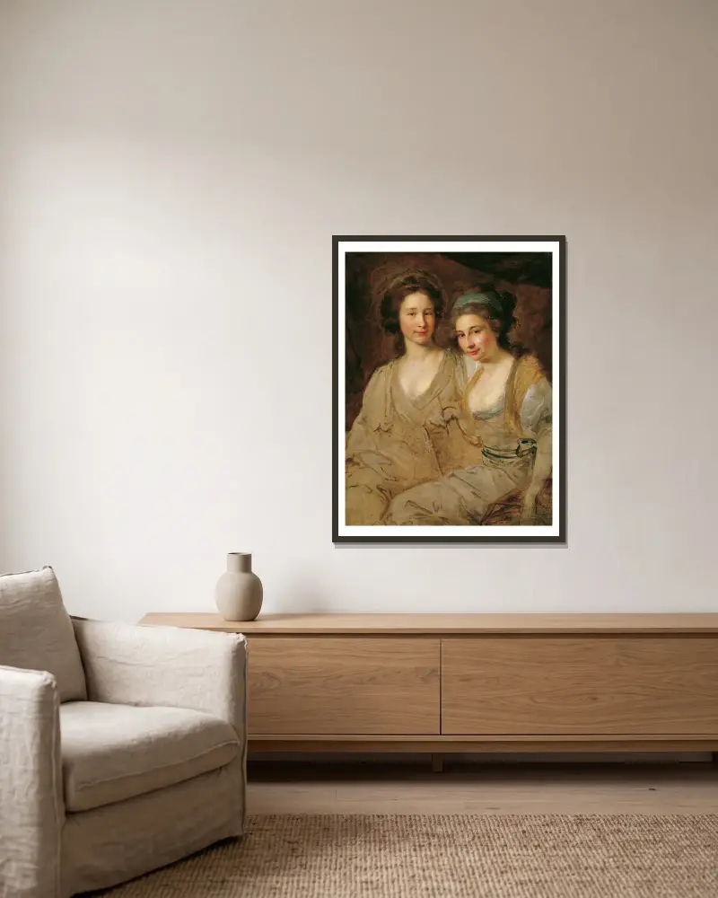 Grevinnorna Caroline och Zoë Thomatis av Johann Baptist von Lampi the Elder inramad på en vägg