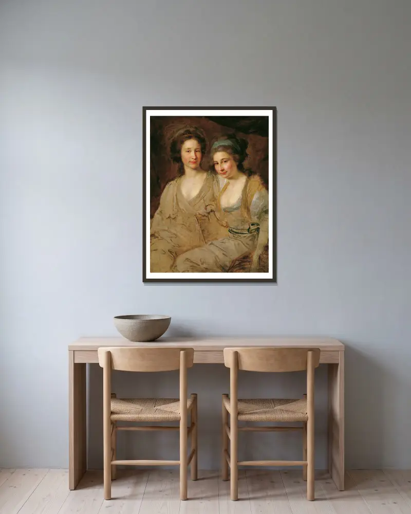 Grevinnorna Caroline och Zoë Thomatis av Johann Baptist von Lampi the Elder inramad på en vägg