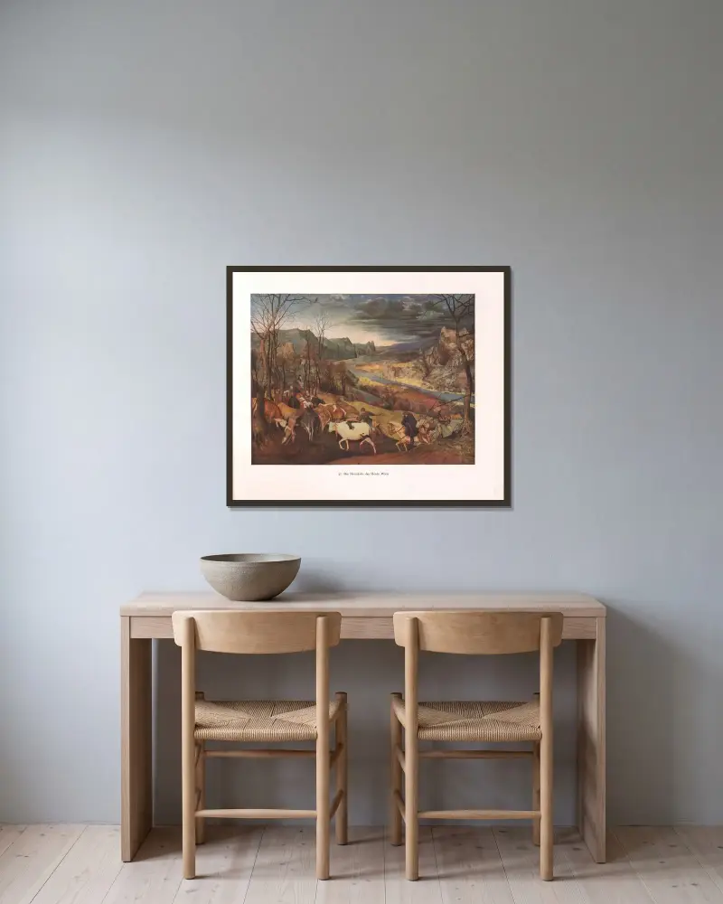 Návrat stáda, Pieter Bruegel The Elder v rámu na stěně