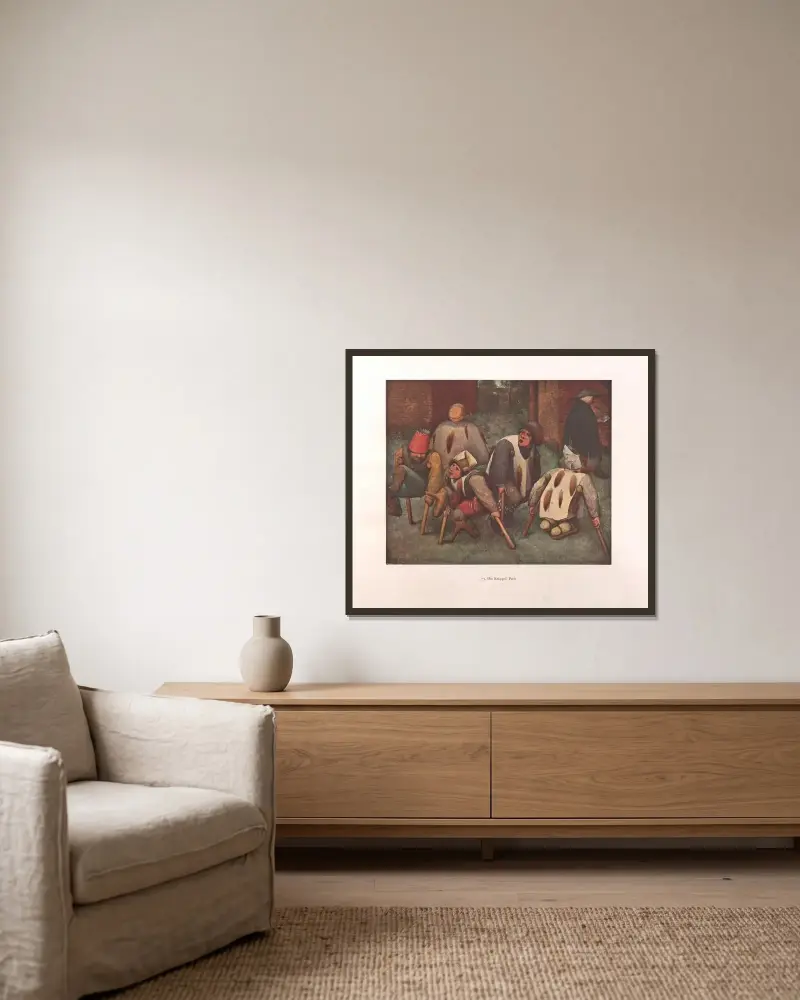 Die Krüppel von Pieter Bruegel The Elder gerahmt an einer Wand