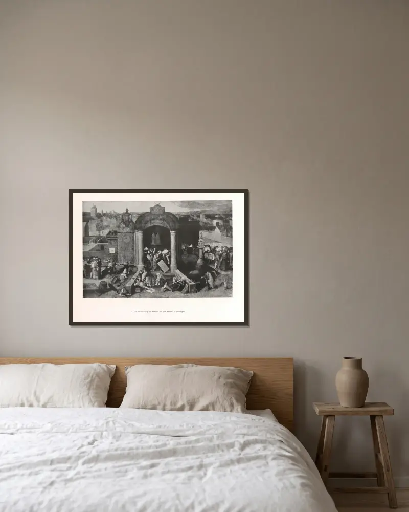 Die Vertreibung der Krämer aus dem Tempel av Pieter Bruegel The Elder inramad på en vägg