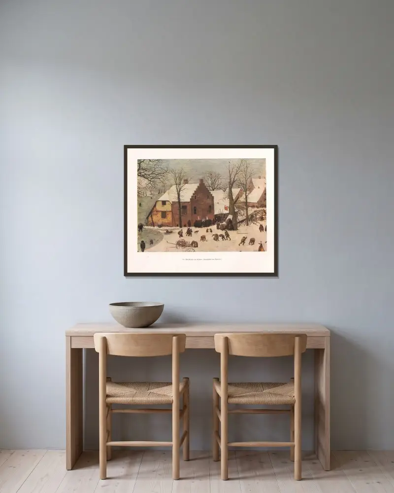 Vesnická cesta ve sněhu, Pieter Bruegel The Elder v rámu na stěně