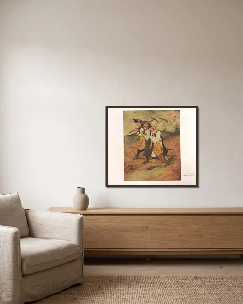 Trzy wiejskie dziewki, Pieter Bruegel The Elder w ramie na ścianie