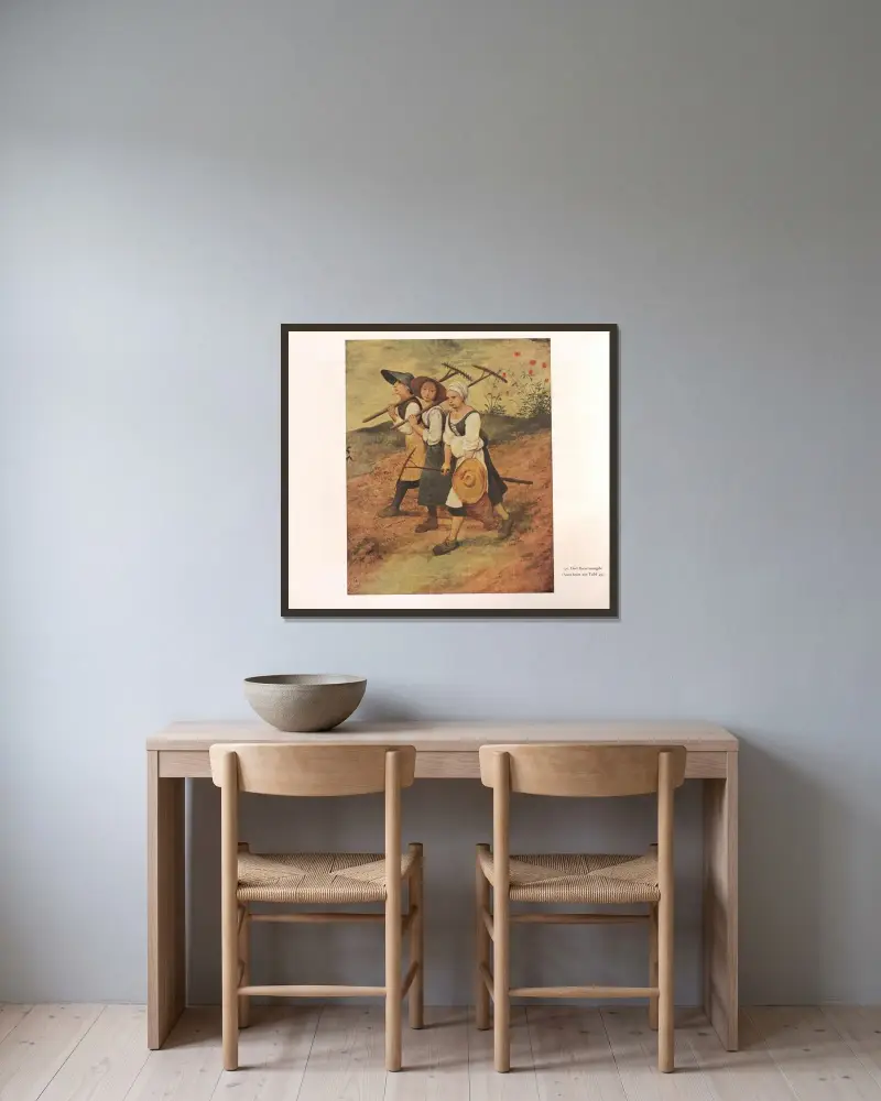 Trzy wiejskie dziewki, Pieter Bruegel The Elder w ramie na ścianie