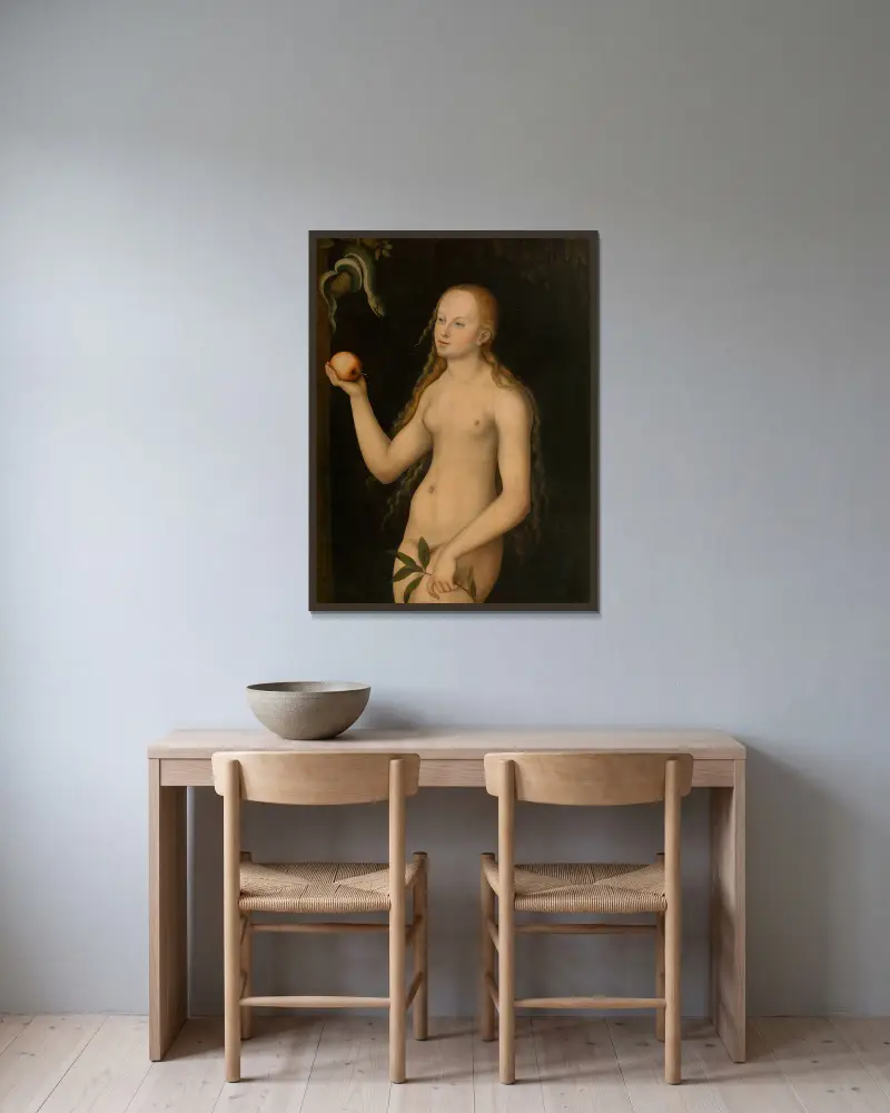 Eva von Lucas Cranach the Elder gerahmt an einer Wand