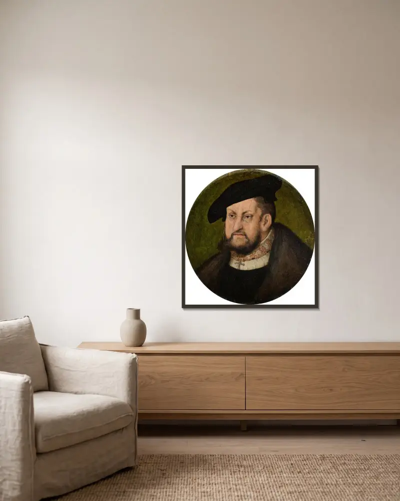 Johann der Beständige, Kurfürst von Sachsen von Lucas Cranach the Elder gerahmt an einer Wand