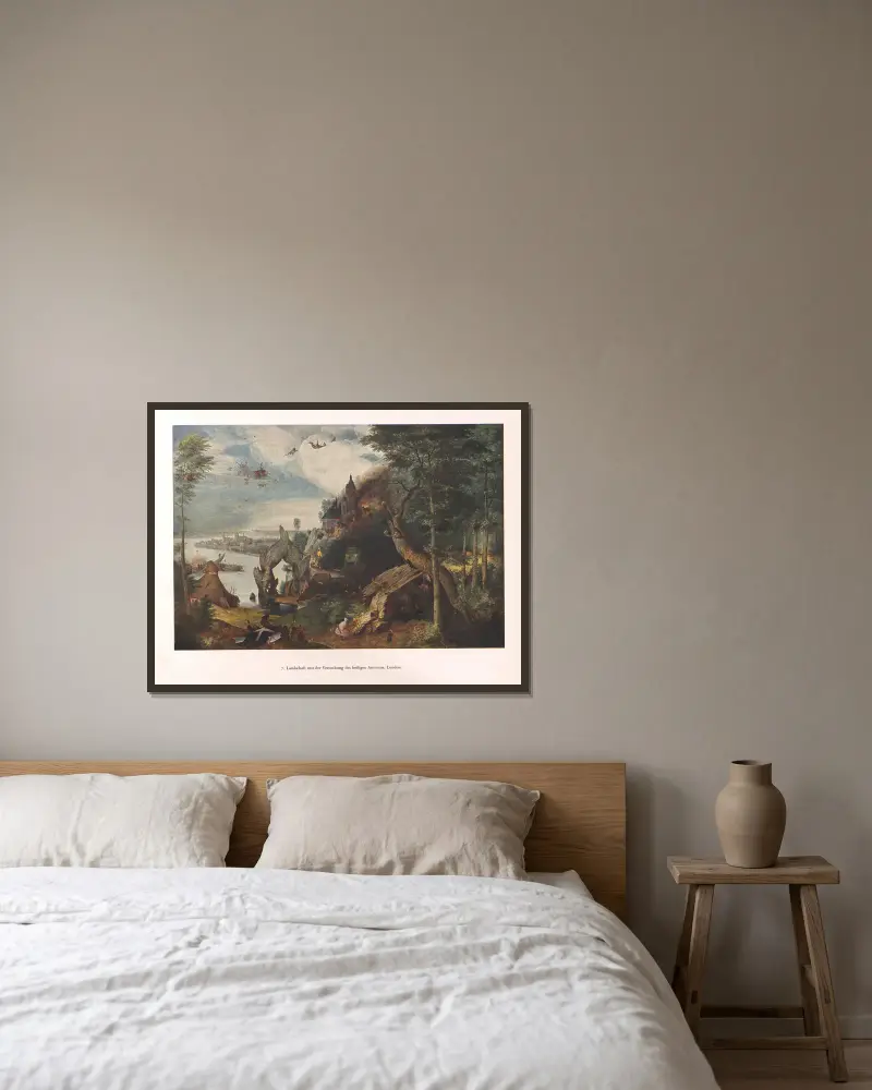 Krajina s pokušením svatého Antonína, Pieter Bruegel The Elder v rámu na stěně