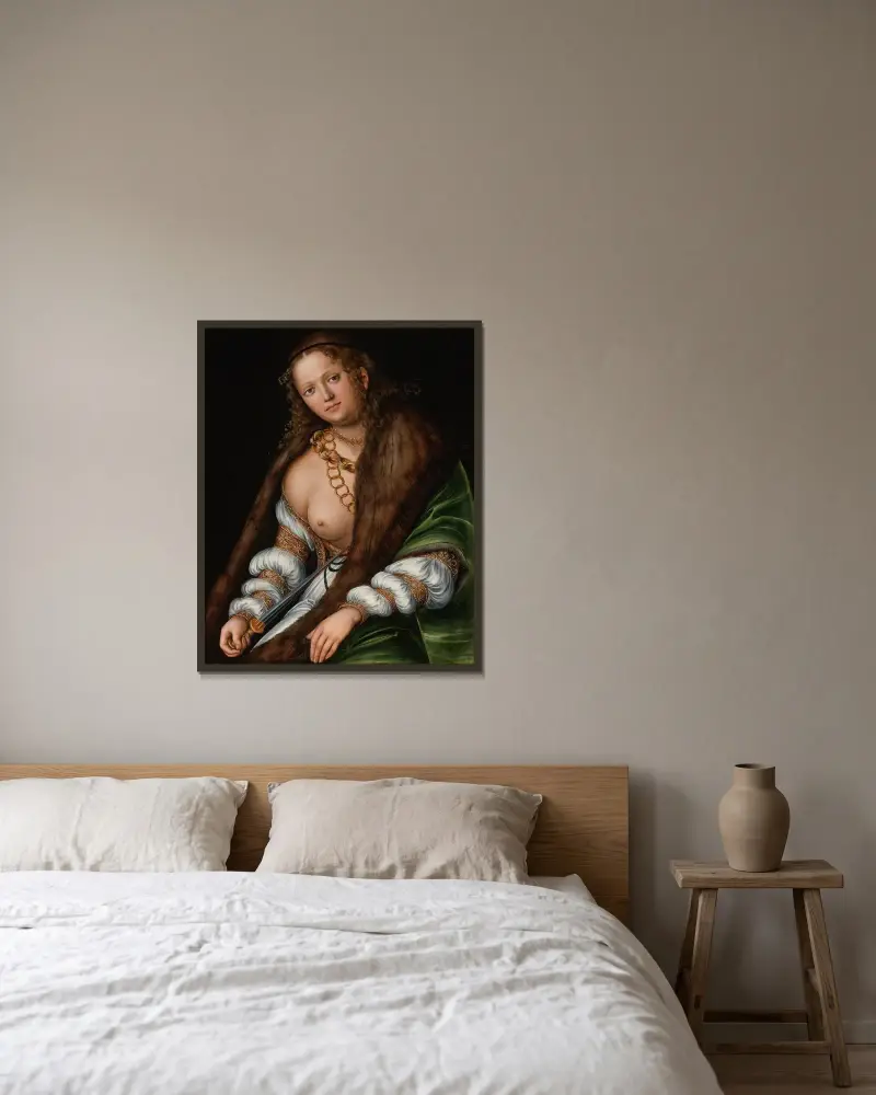 Lucretia – nr 1 av Lucas Cranach the Elder inramad på en vägg
