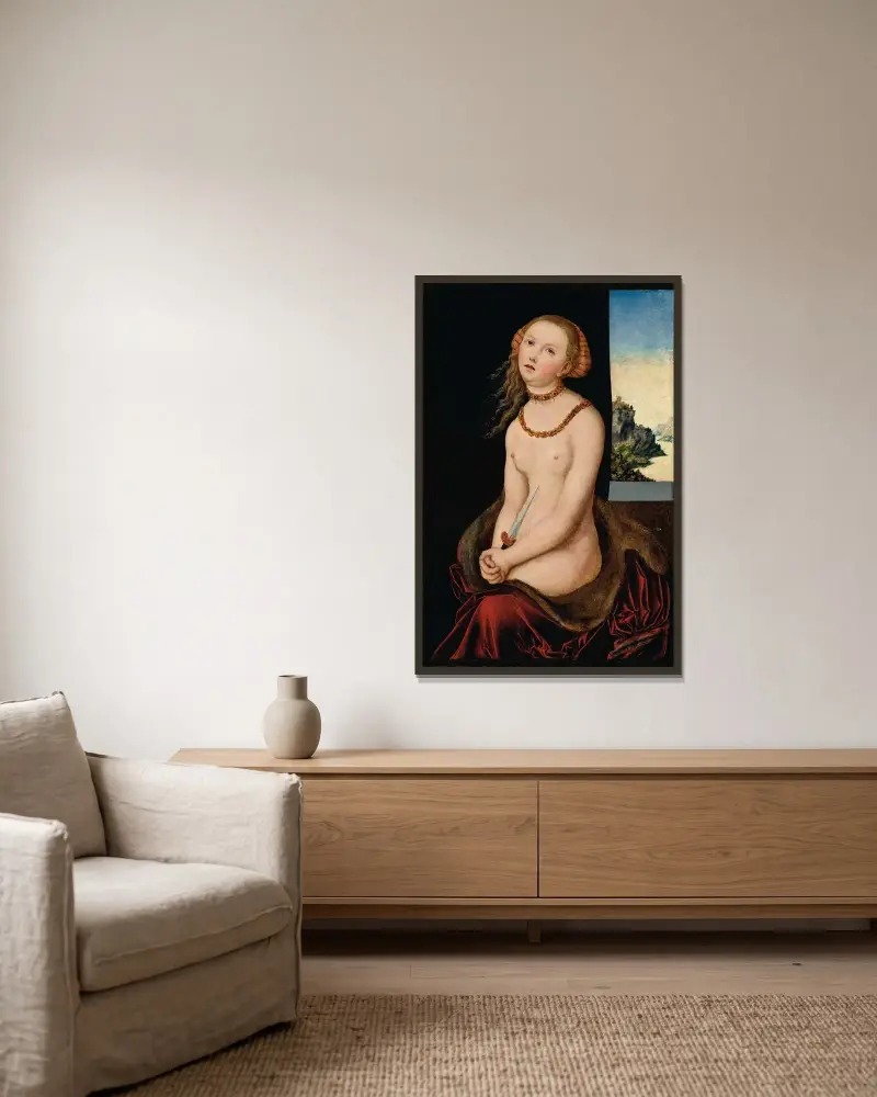 Lucretia – Nr. 2 von Lucas Cranach the Elder gerahmt an einer Wand