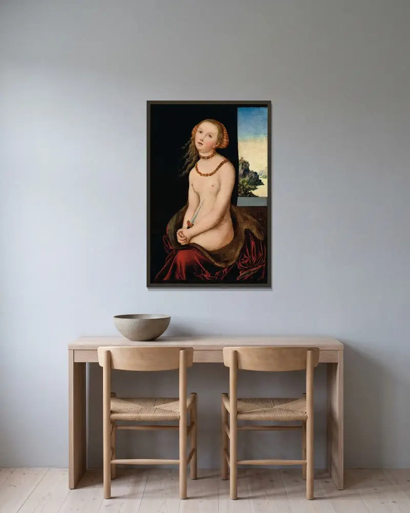 Lucretia – Nr. 2 von Lucas Cranach the Elder gerahmt an einer Wand