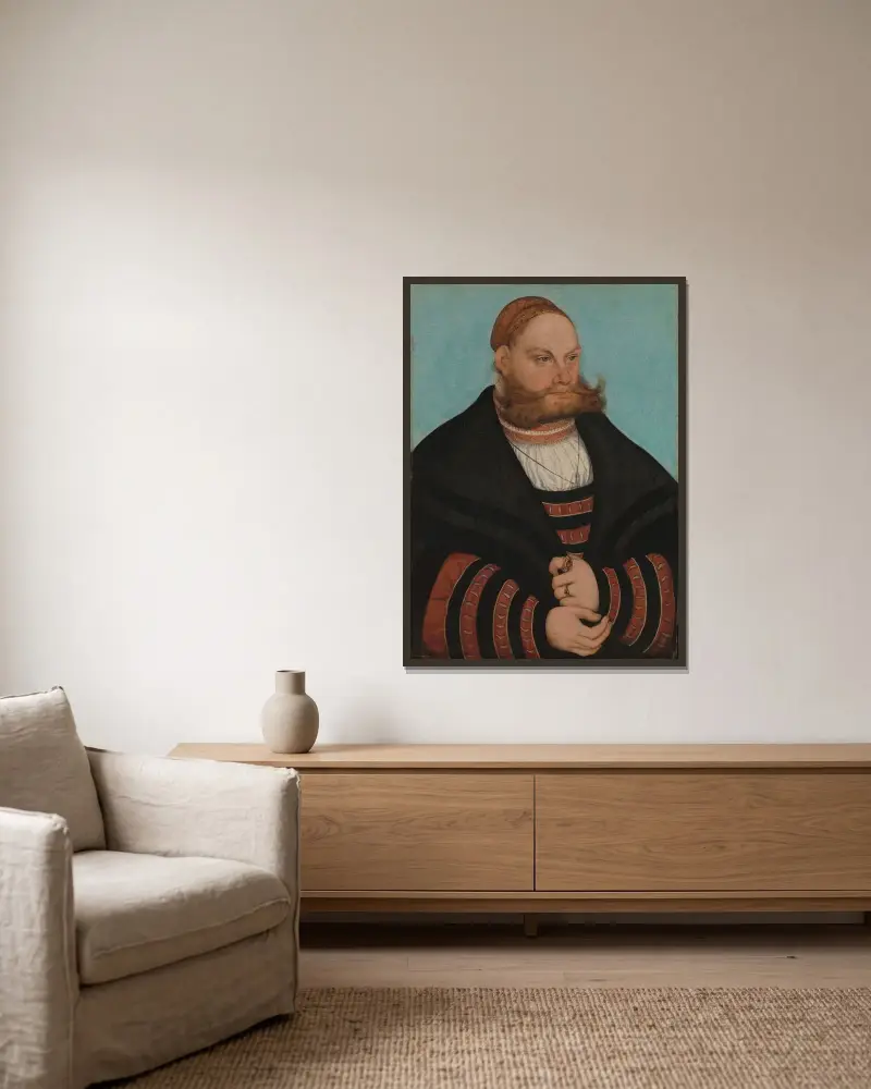 Lukas Spielhausen von Lucas Cranach the Elder gerahmt an einer Wand