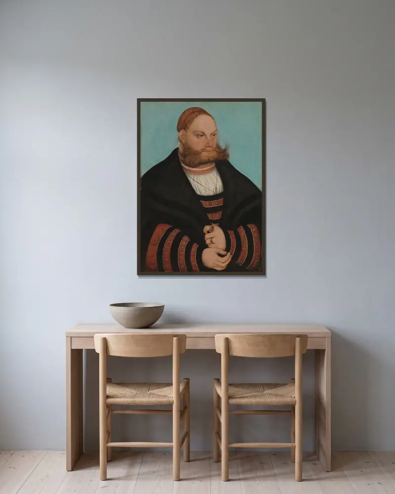 Lukas Spielhausen von Lucas Cranach the Elder gerahmt an einer Wand