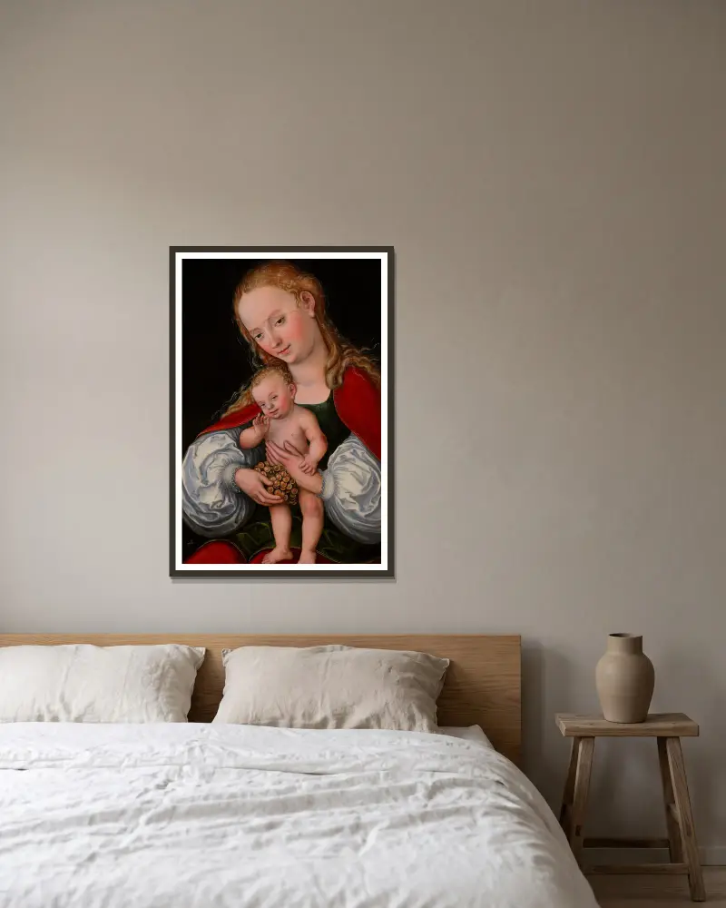 Madonna s dítětem a hrozny, Lucas Cranach the Elder v rámu na stěně