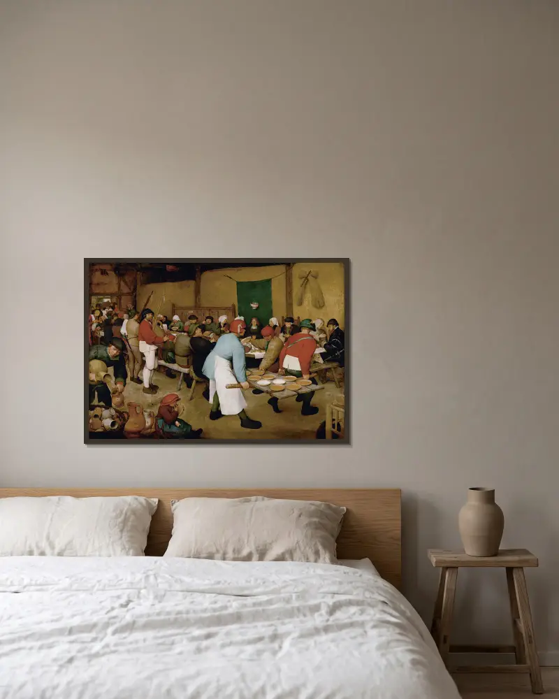 Peasant Wedding av Pieter Bruegel The Elder inramad på en vägg