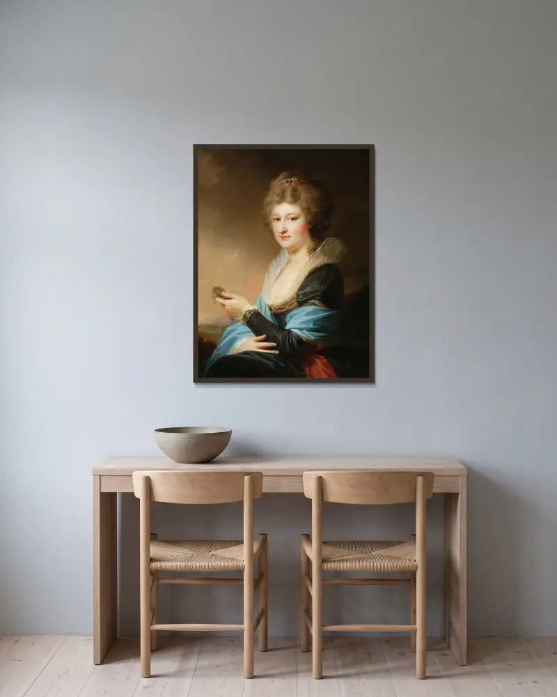 Porträtt av Józefa, född Radziwiłł av Johann Baptist von Lampi the Elder inramad på en vägg