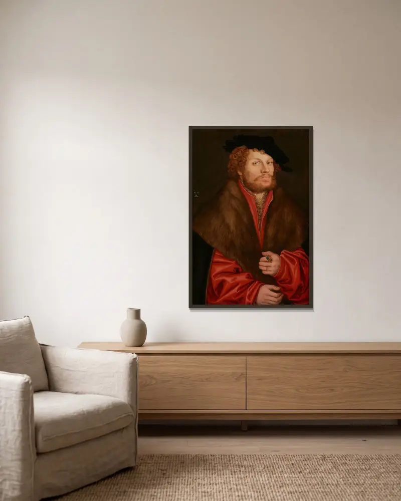 Portrét Moritze Buchnera, Lucas Cranach the Elder v rámu na stěně