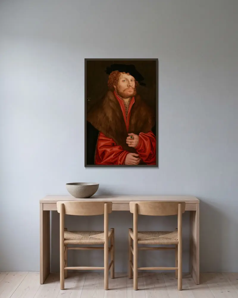 Portrét Moritze Buchnera, Lucas Cranach the Elder v rámu na stěně