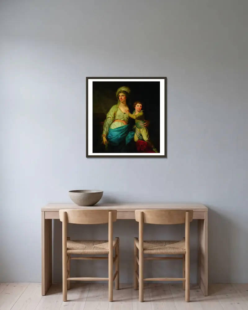 Porträtt av Teresa Potocka, född Ossolińska, med farbrodern Alfred av Johann Baptist von Lampi the Elder inramad på en vägg