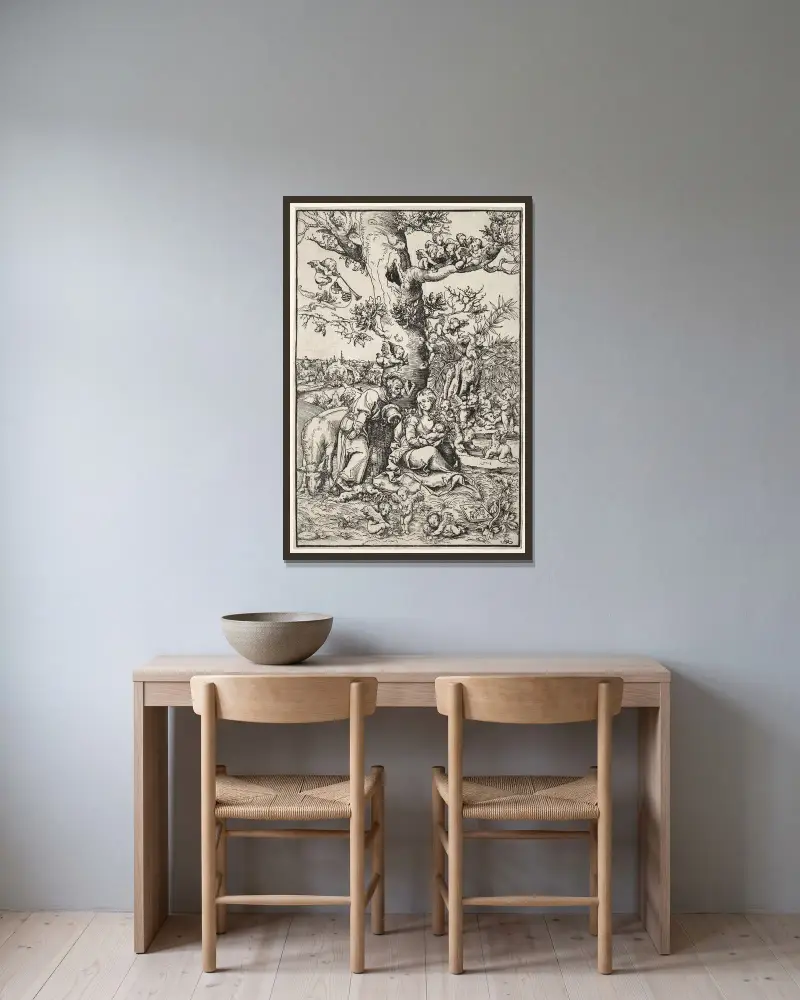Odpoczynek podczas ucieczki do Egiptu, Lucas Cranach the Elder w ramie na ścianie