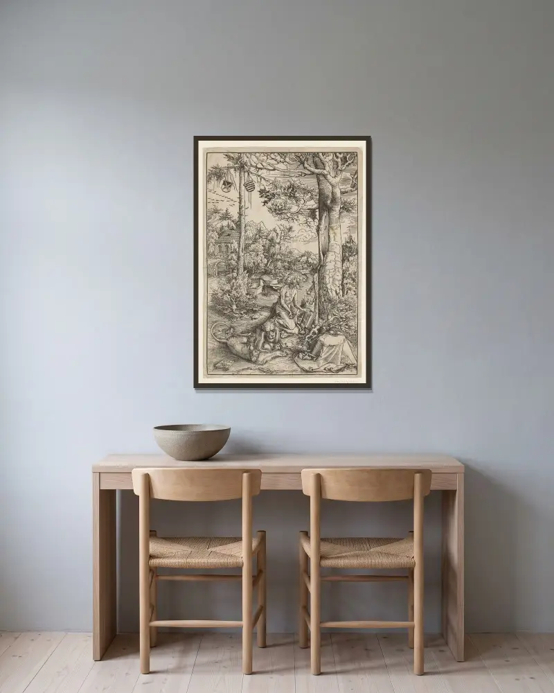 Święty Hieronim w pokucie, Lucas Cranach the Elder w ramie na ścianie
