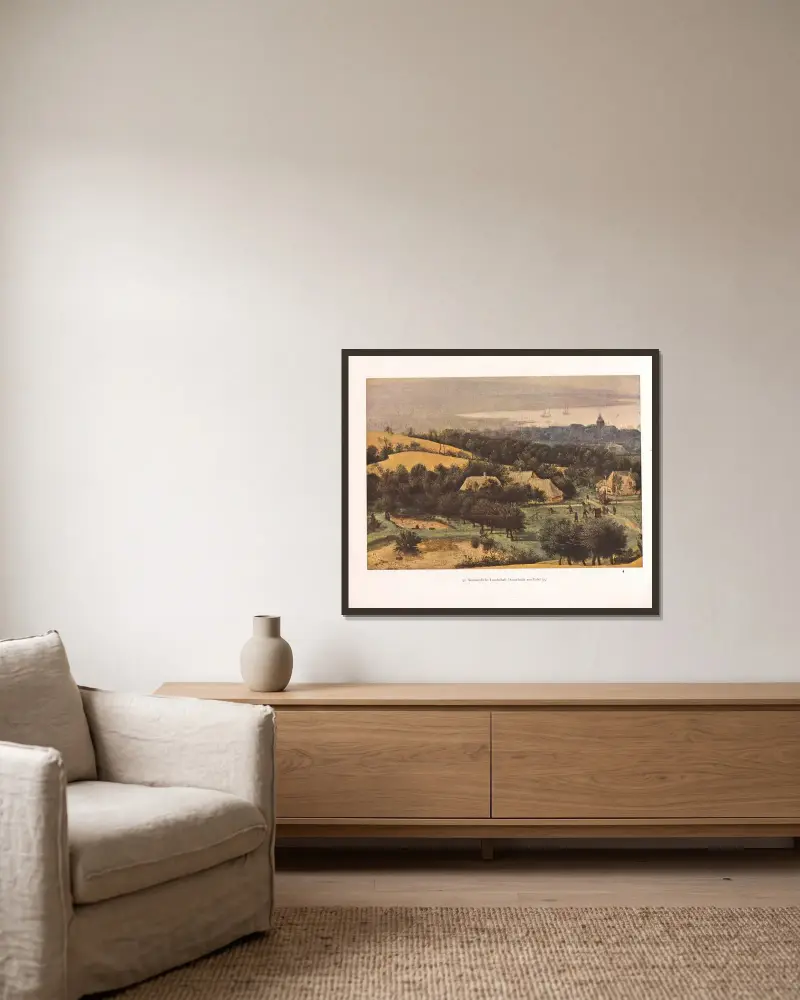 Sommerliche Landschaft von Pieter Bruegel The Elder gerahmt an einer Wand