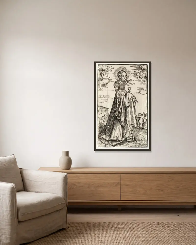 Hl. Barbara von Lucas Cranach the Elder gerahmt an einer Wand