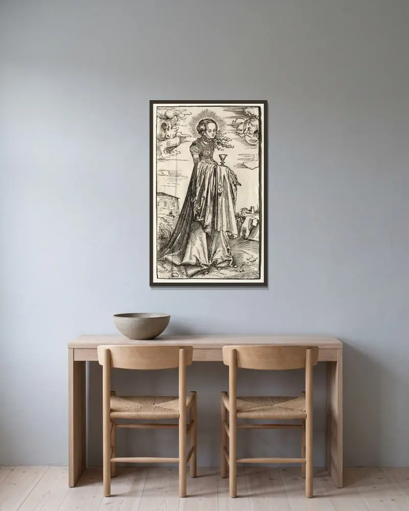 Hl. Barbara von Lucas Cranach the Elder gerahmt an einer Wand