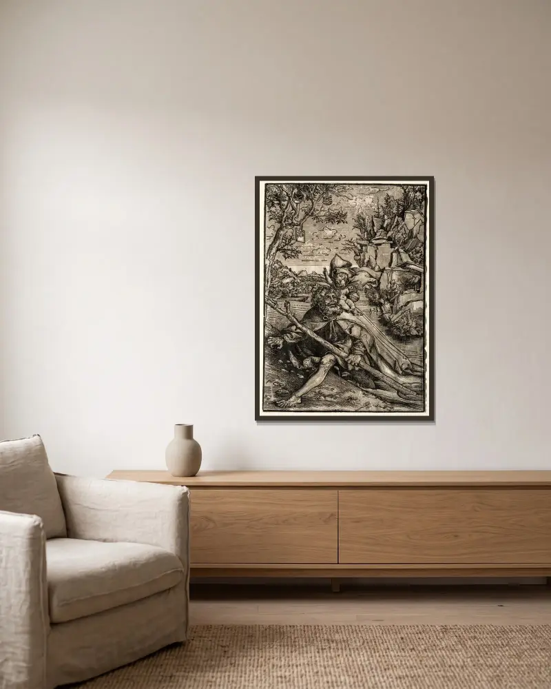 Der heilige Christophorus von Lucas Cranach the Elder gerahmt an einer Wand