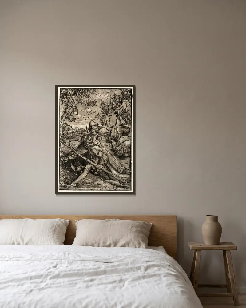 Der heilige Christophorus von Lucas Cranach the Elder gerahmt an einer Wand