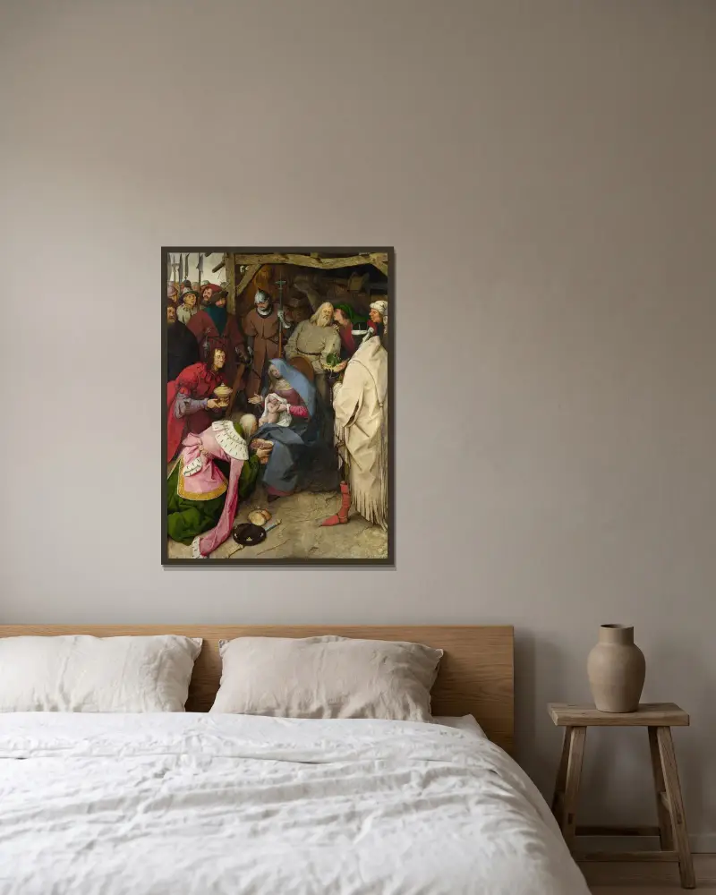 Konungarnas tillbedjan av Pieter Bruegel The Elder inramad på en vägg