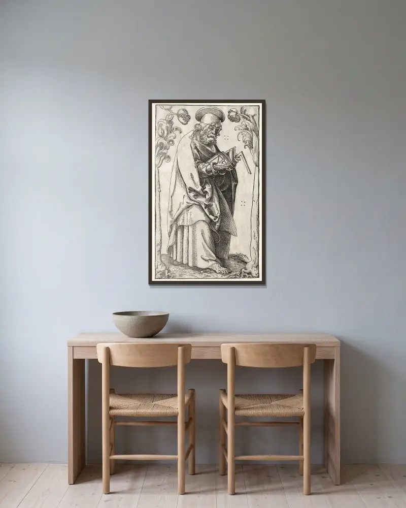 Der Apostel Matthäus von Lucas Cranach the Elder gerahmt an einer Wand