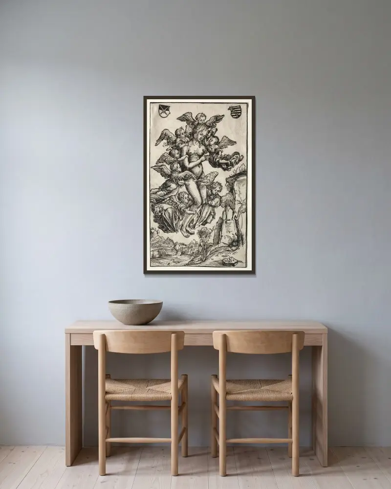 Den heliga Maria Magdalenas extas av Lucas Cranach the Elder inramad på en vägg