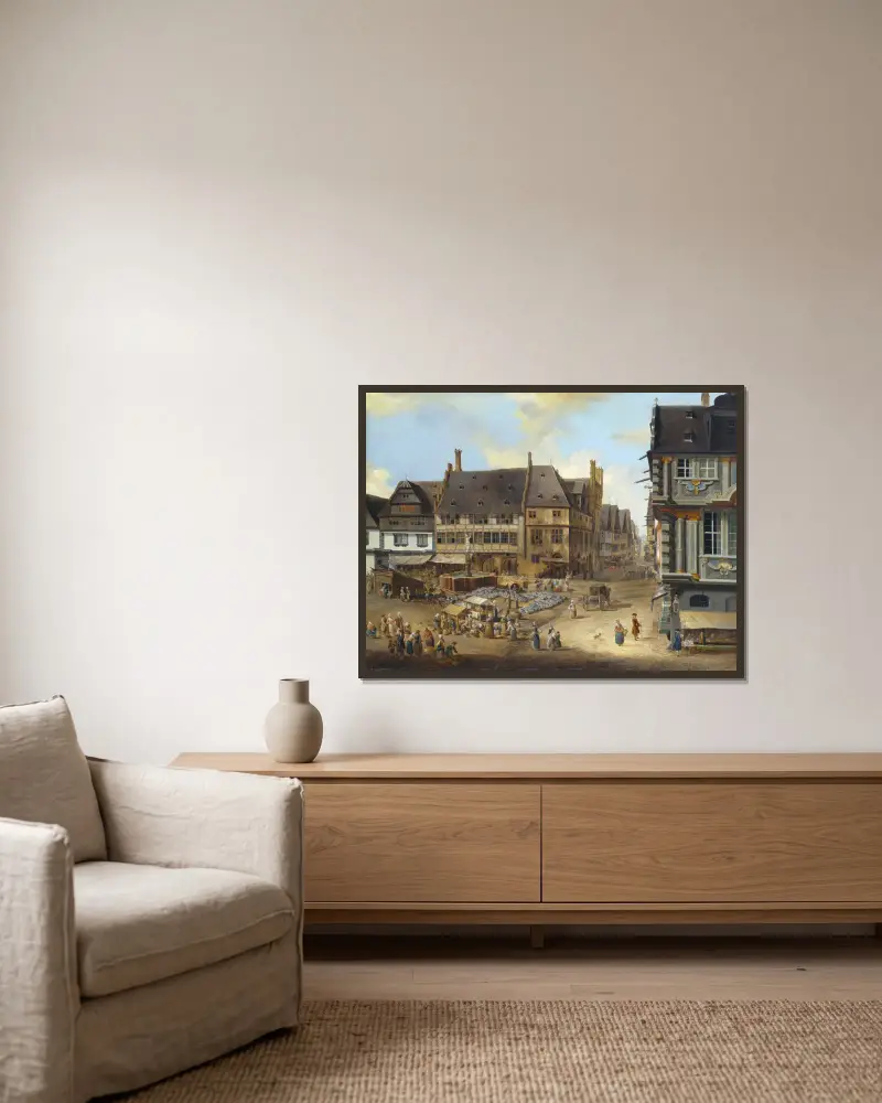 Der Liebfrauenberg in Frankfurt von Christian Georg Schütz the elder gerahmt an einer Wand
