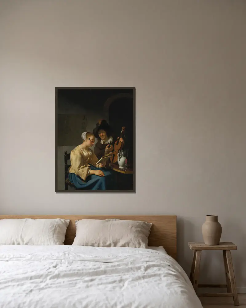 Lekcja muzyki, Frans van Mieris the Elder w ramie na ścianie