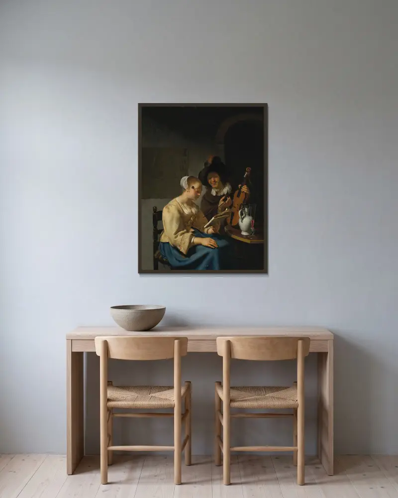 Lekcja muzyki, Frans van Mieris the Elder w ramie na ścianie
