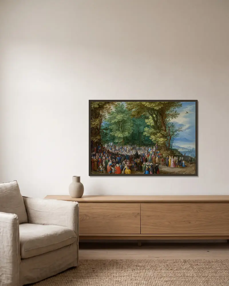 The Sermon on the Mount av Jan Brueghel The Elder inramad på en vägg