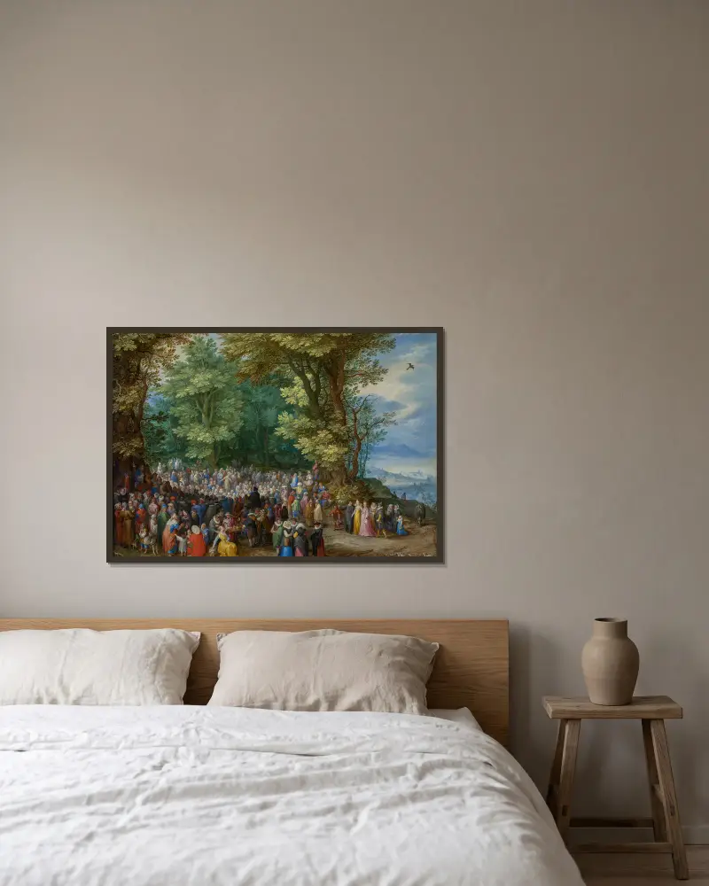 The Sermon on the Mount av Jan Brueghel The Elder inramad på en vägg