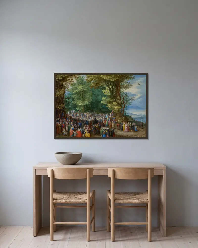 The Sermon on the Mount av Jan Brueghel The Elder inramad på en vägg