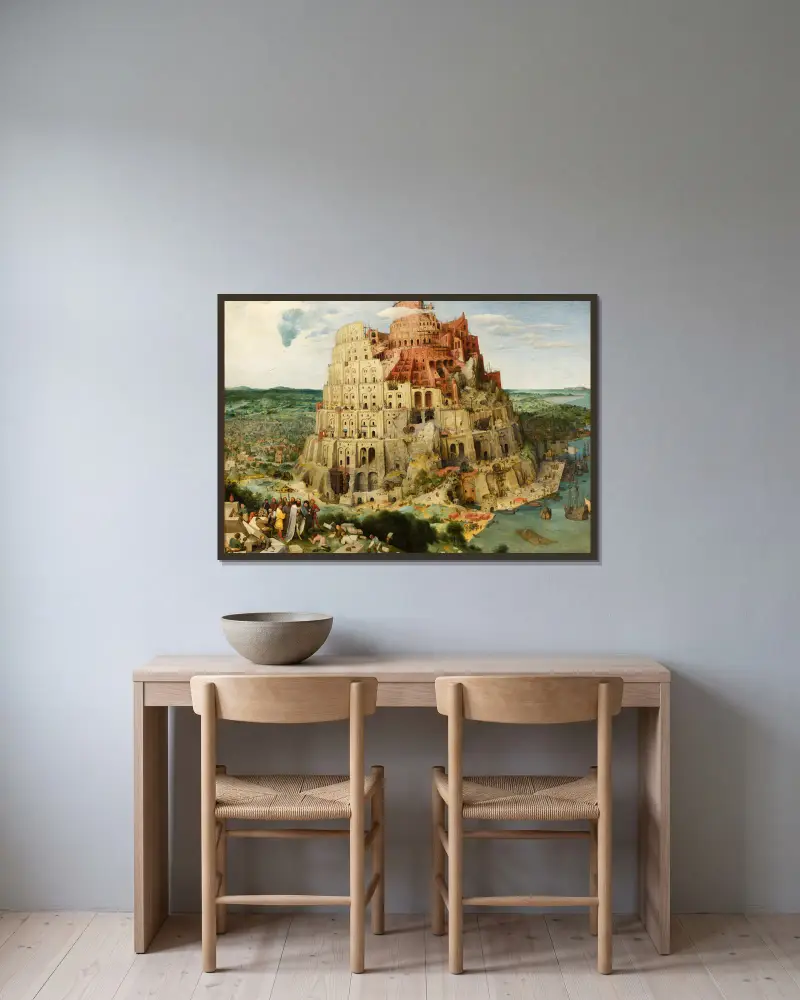 The Tower Of Babel (Vienna) – nr 1 av Pieter Bruegel The Elder inramad på en vägg