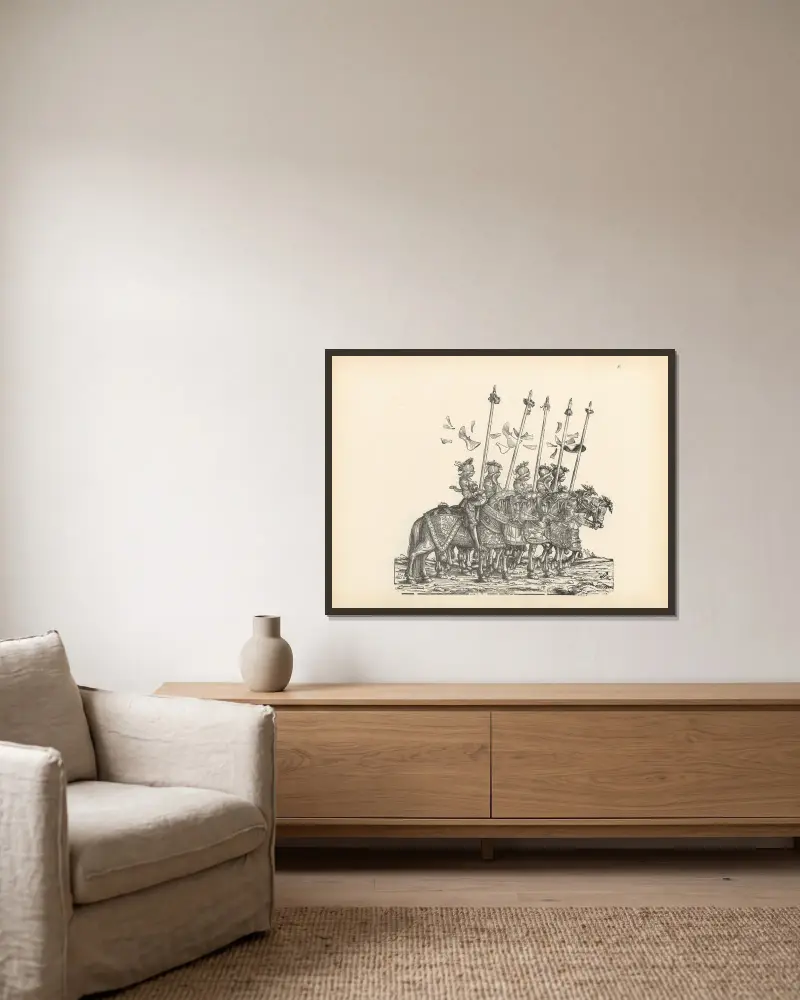 Die Triumphe Kaiser Maximilians I., Tafel 51 von Hans Burgkmair The Elder gerahmt an einer Wand