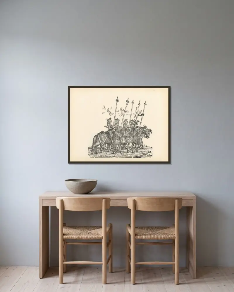 Die Triumphe Kaiser Maximilians I., Tafel 51 von Hans Burgkmair The Elder gerahmt an einer Wand