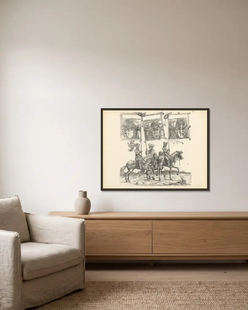 Die Triumphe Kaiser Maximilians I., Tafel 67 von Hans Burgkmair The Elder gerahmt an einer Wand