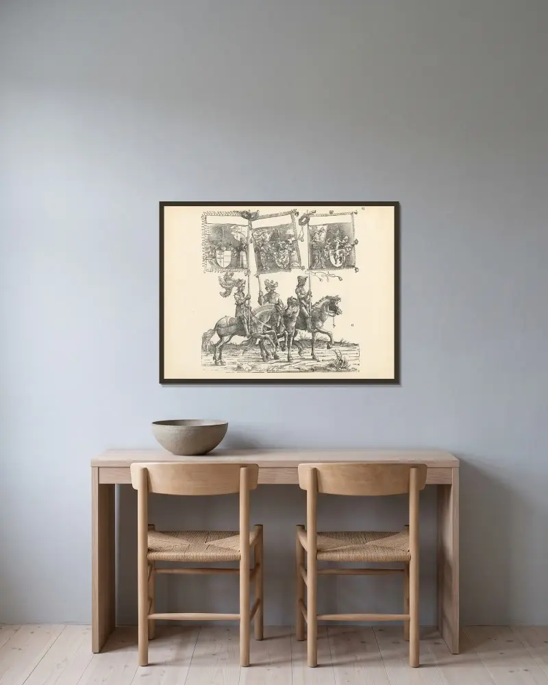 Die Triumphe Kaiser Maximilians I., Tafel 67 von Hans Burgkmair The Elder gerahmt an einer Wand