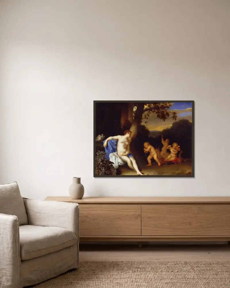 Venus and Cupid av Frans van Mieris the Elder inramad på en vägg