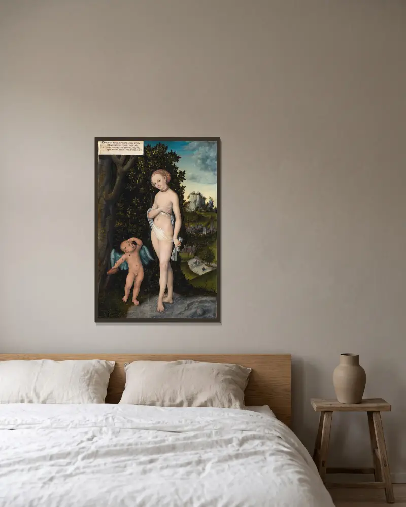 Wenus z Kupidynem kradnącym miód, Lucas Cranach the Elder w ramie na ścianie