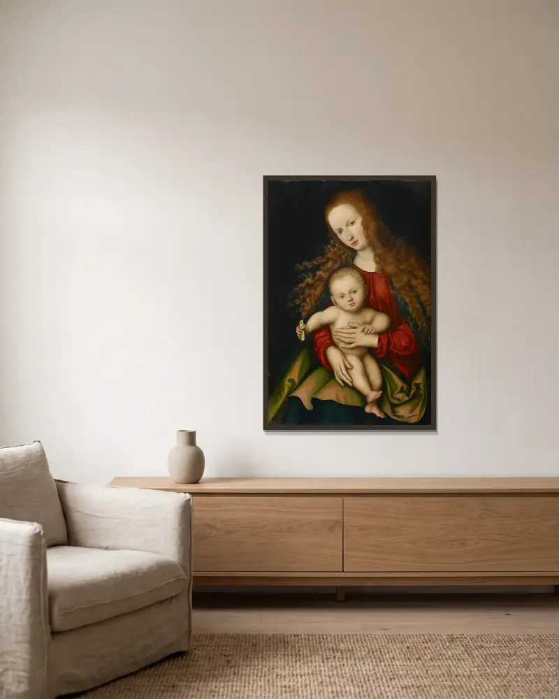 Madonna z Dzieciątkiem, 1529, Lucas Cranach the Elder w ramie na ścianie