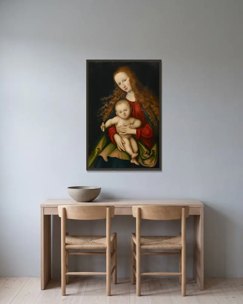 Madonna z Dzieciątkiem, 1529, Lucas Cranach the Elder w ramie na ścianie